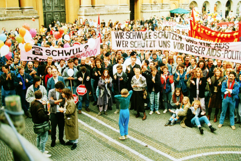 Aids-Demo, 1987, Photo: Horst Middelhoff