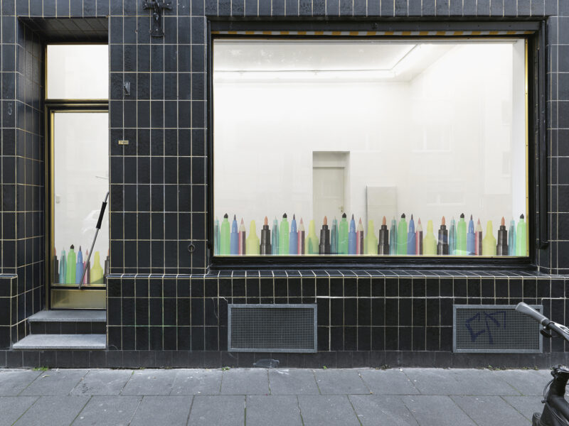 Sara MacKillop: Pen fence 2, 2014 digitally printed vinyl on window, dimensions variable, Courtesy the artist and Clages Gallery
