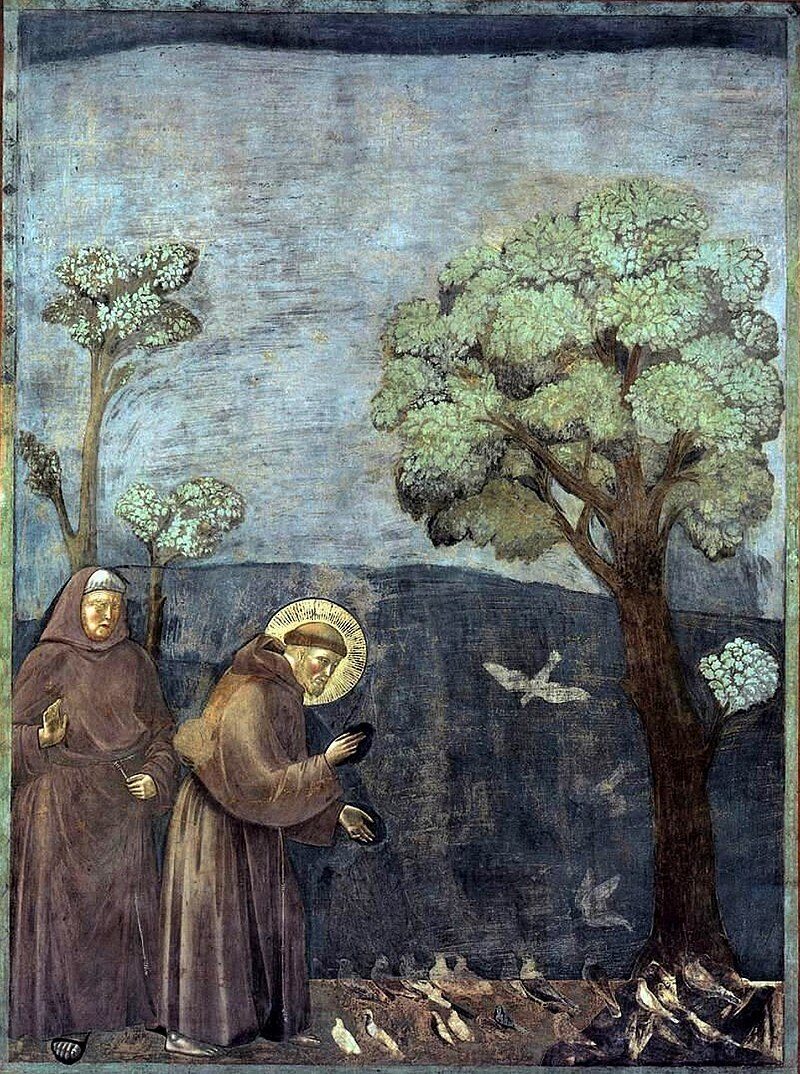 Giotto di Bondone, um 1295, Legend of St Francis, Sermon to the Birds, Basilika San Francesco, Italy