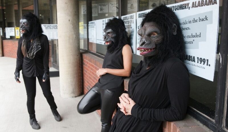 Guerrilla Girls at Abrons Art Center exhibition, New York, 2015. Photo by Andrew Hindraker