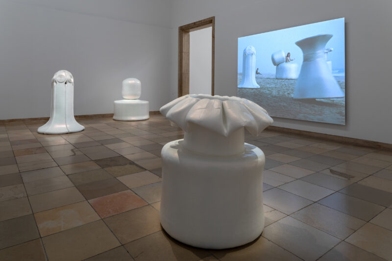 Fig. 12: Installation view in Haus der Kunst with a reconstruction of Heidi Bucher's "Bodyshells", © The Estate of Heidi Bucher and Haus der Kunst, Photo: Markus Tretter