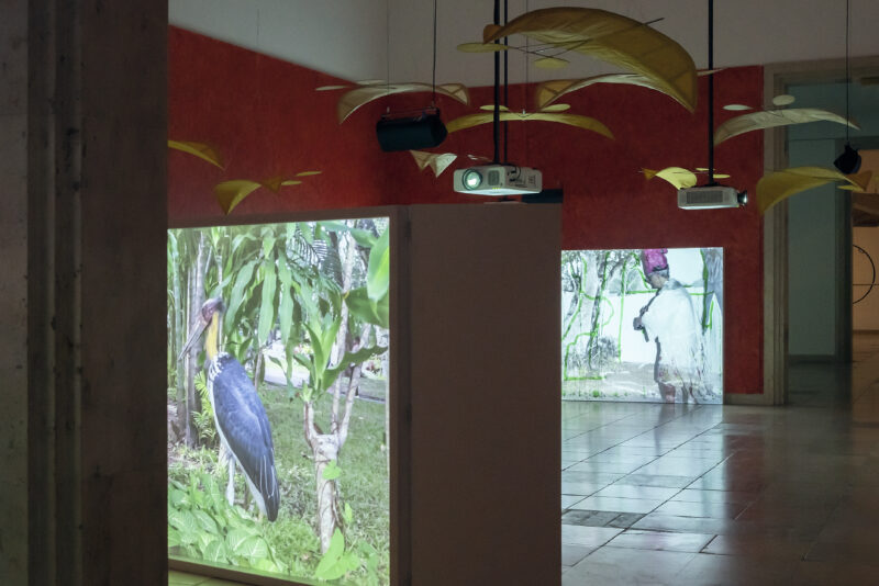 Joan Jonas, “Stream or River, Flight or Pattern”, Installation view, Haus der Kunst, 2022. VG Bild-Kunst, Bonn 2022. Photo: Maximilian Geuter