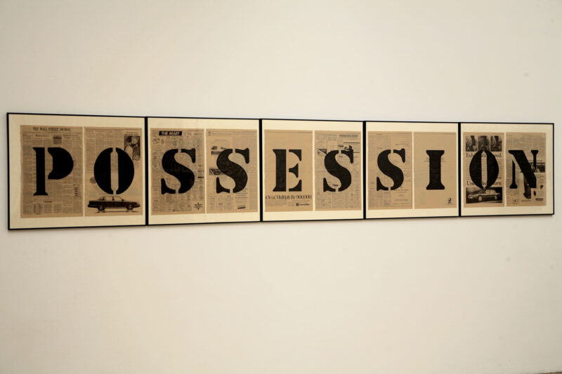 Kendell Geers Possession, 1989 Textmarker auf Zeitung, Private Collection
