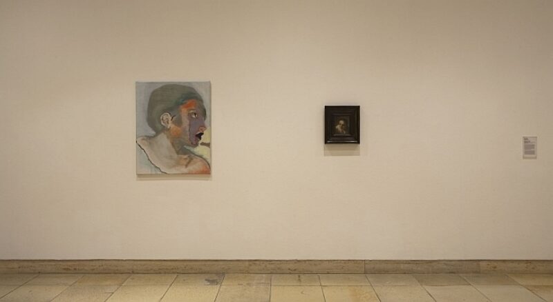 Tronies – Marlene Dumas and the Old Masters, installation view, Haus der Kunst, 2010, Delacroix, Woman, 1984, Private Collection, Courtesy Galerie Paul Andriesse; Nicolaes Maes, Tronie of a young woman, c. 1650, Private Collection, New York, photo Wilfried Petzi