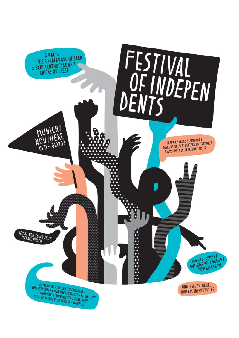 Plakatmotiv "Festival of Independents" im Haus der Kunst Illustration: Annette Bauer